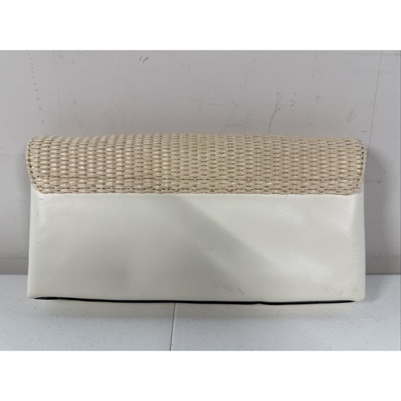 KATE SPADE Montford Park Straw Keira Bow Clutch Purse Cream Natural Leather Bag - Picture 2 of 11